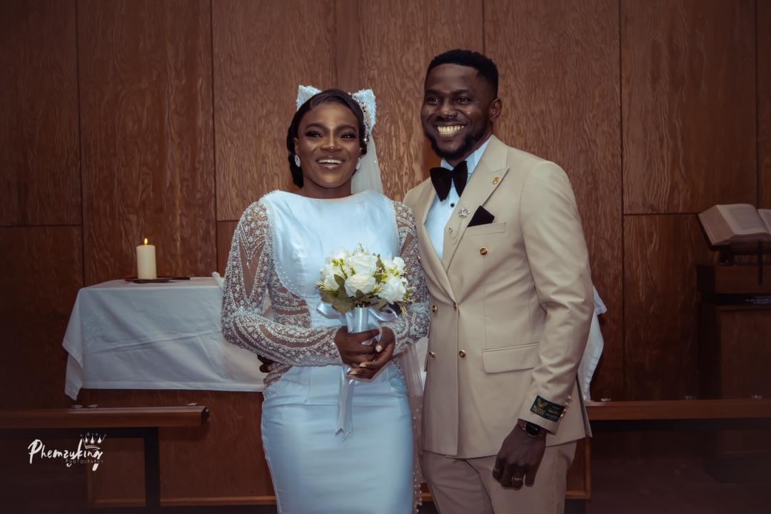 Bride and groom at church ceremony