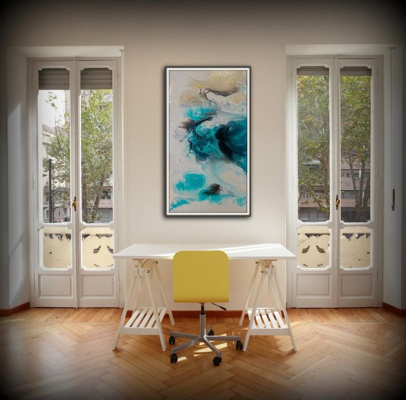 Teal Abstract — Framed